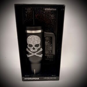Hydrapeak 40oz Tumbler Rhinestone Skull Limited Edition Matte Stainless Steel